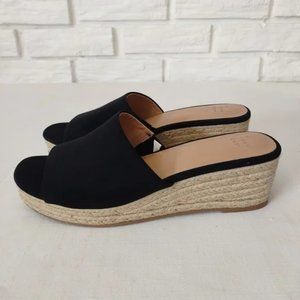 a new day Women's Black Wedge Sandals Size 9 NWOT